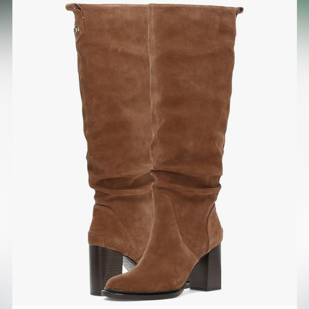 🆕 FRYE Wide Calf Alex Tall Boot Brown Suede Knee High Boho Vintage Style Heel 10 - Picture 11 of 12
